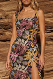 Sparkly Printed Sheath Black Wedding Guest Dress