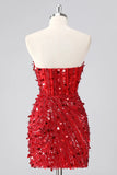 Strapless Corset Bodycon Sparkly Blue Mini Homecoming Dress