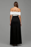 Black and White Off-Shoulder Sheath Formal Dress With Bow