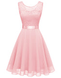 Women's Short Floral Lace Bridesmaid Dress A-line Swing Party Dress