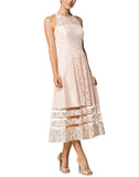 BeryLove Women's Floral Lace Bridesmaid Dress Sheer Mesh Midi Cocktail Party Dress