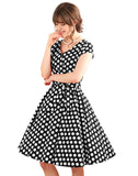 Women's Short 1950s Vintage Polka Cocktail Dress Rockbilly Retro Swing Dress
