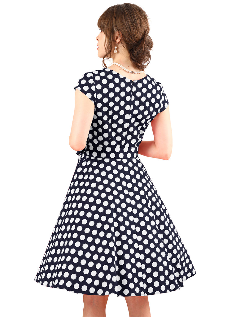 Women's Short 1950s Vintage Polka Cocktail Dress Rockbilly Retro Swing Dress